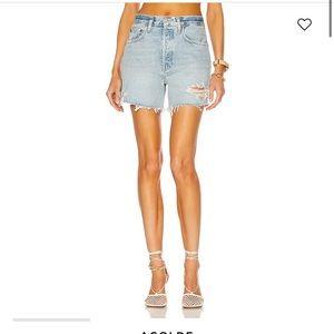 Agolde Riley High Rise Shorts Groove Light Wash